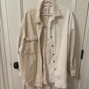 POL Tan Lightweight Shirt Jacket Oversized Fit
